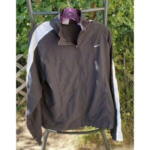 Nike Women’s L Black White Windbreaker Light Jacket Full Zip